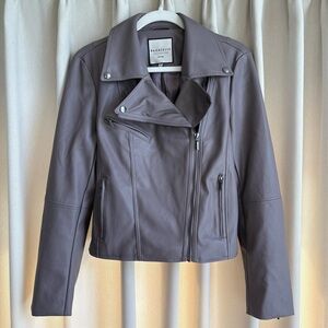 Bagatelle grey/purple faux leather moto jacket